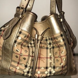 Burberry All Beaton Gold Drawstring Bag